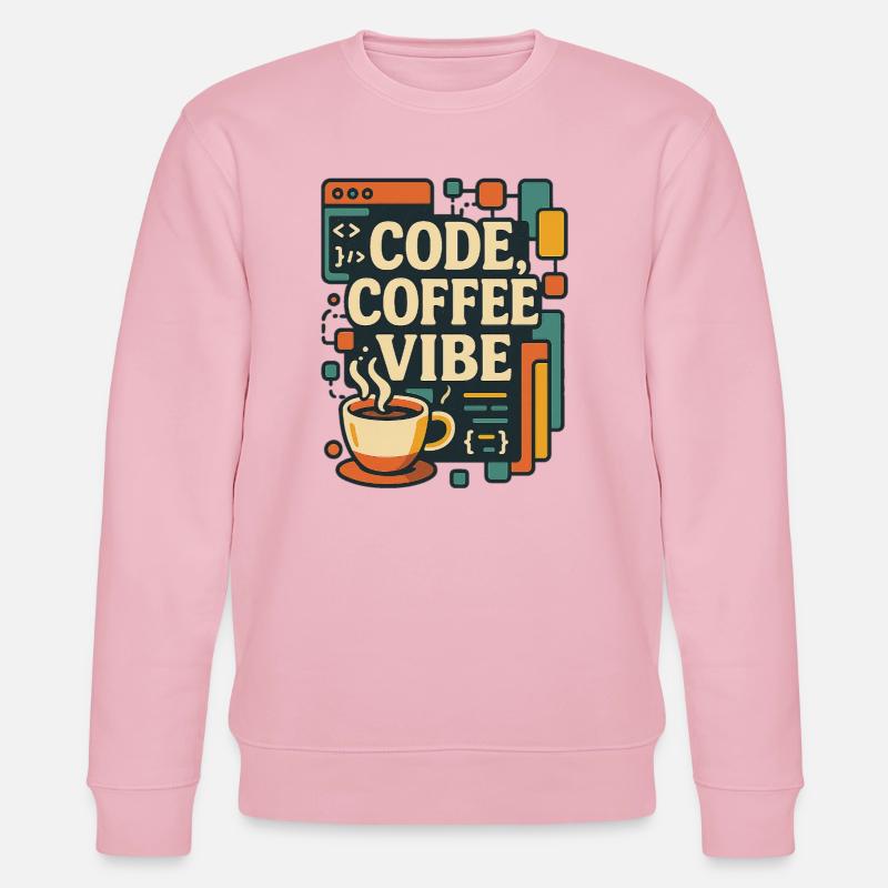 Code Coffee Vibe – Lustiges Programmer T-Shirt - Stanley/Stella Unisex Bio-Sweatshirt CHANGER  - Hellrosa