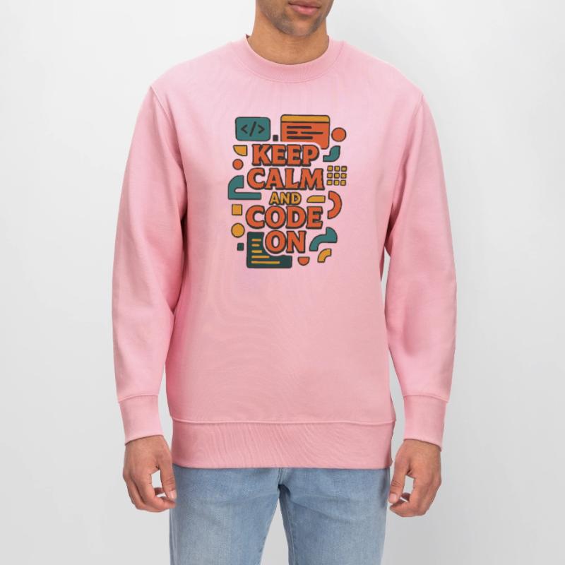Keep Calm and Code On – Lustiges Coder Shirt Stanley/Stella Unisex Bio-Sweatshirt CHANGER 