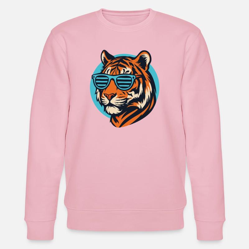 Tiger mit Sonnenbrille Pop Art - Stanley/Stella Unisex Bio-Sweatshirt CHANGER  - Hellrosa
