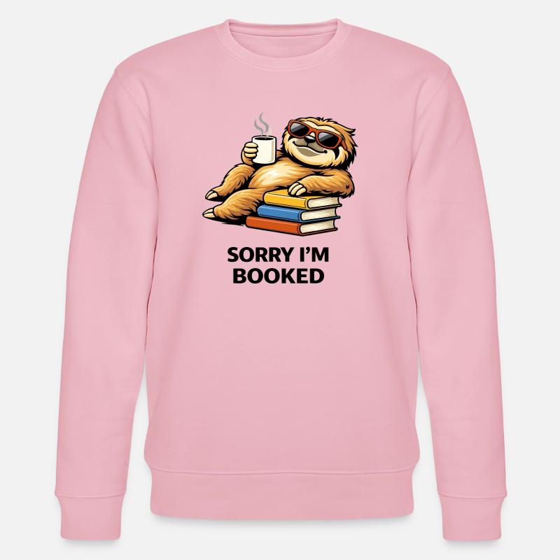 Cozy Sloth Reading Stack - Stanley/Stella CHANGER Unisex Organic Sweatshirt - cotton pink