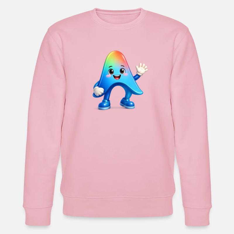 Niedlicher Regenbogen-Maskottchen-Aufkleber Antigravitation - Stanley/Stella Unisex Bio-Sweatshirt CHANGER  - Hellrosa
