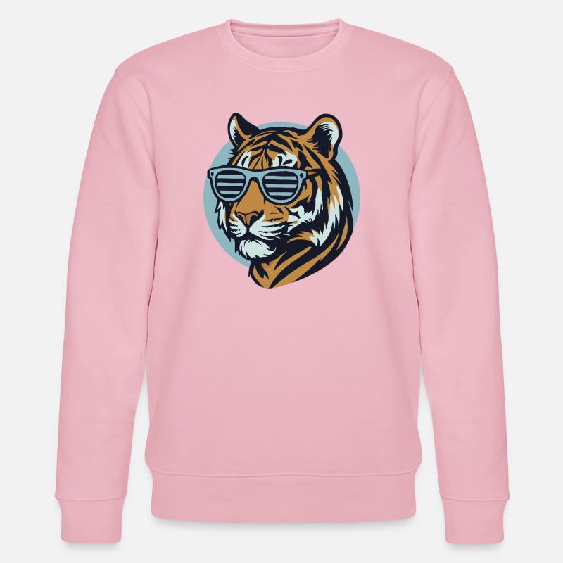 Tiger mit Sonnenbrille – Retro Pop-Style - Stanley/Stella Unisex Bio-Sweatshirt CHANGER - Hellrosa