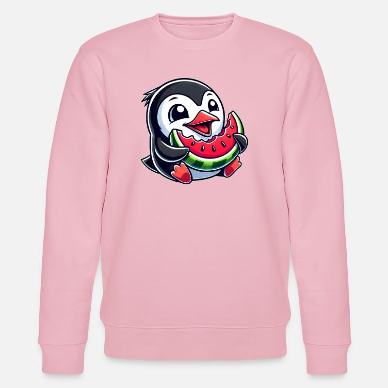 Pingouin avec pastèque fruit d’été - Sweat bio CHANGER Stanley/Stella Unisexe - rose pâle