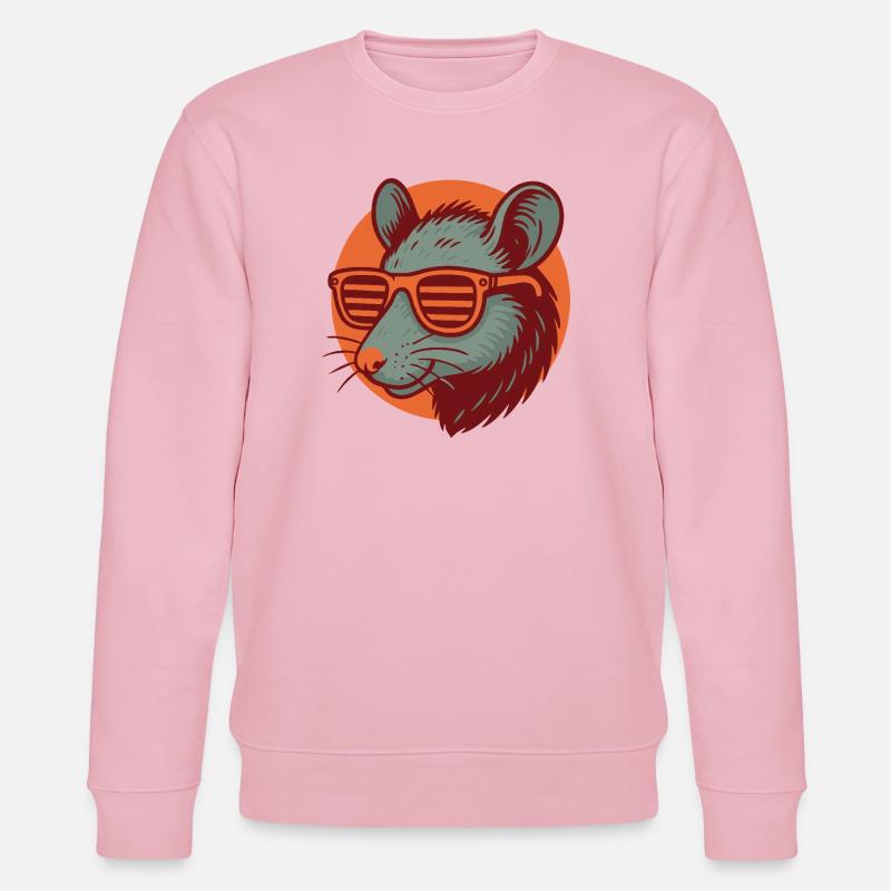 Ratte mit Sonnenbrille - Stanley/Stella Unisex Bio-Sweatshirt CHANGER  - Hellrosa