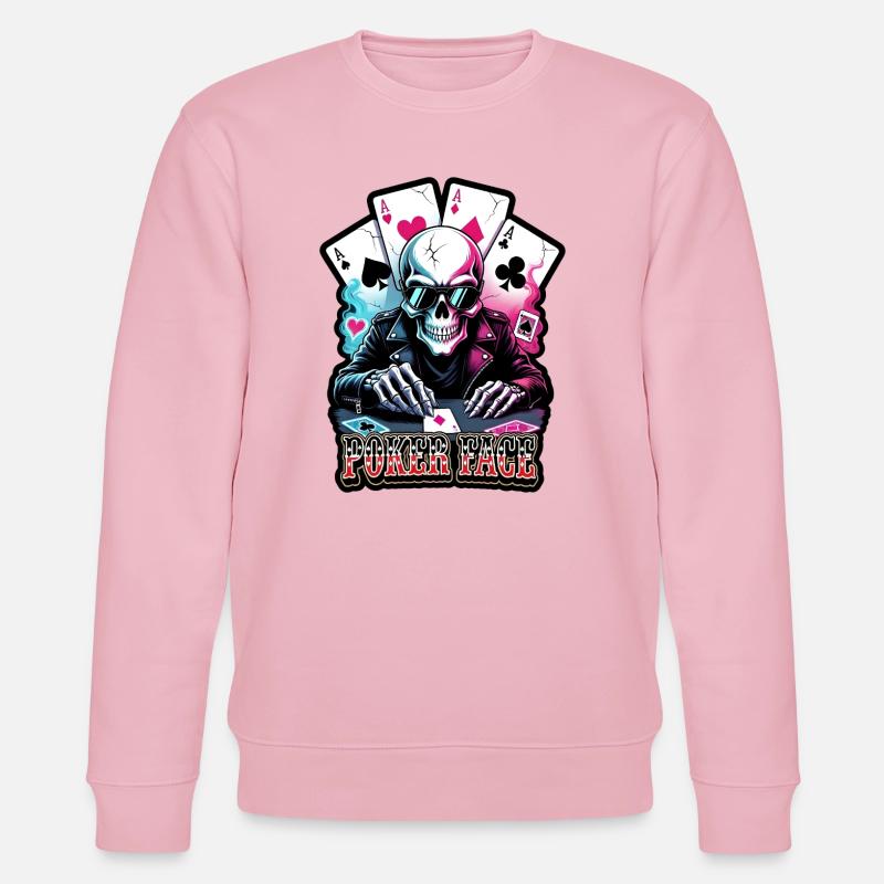 Poker Schädel Neon Look - Stanley/Stella Unisex Bio-Sweatshirt CHANGER  - Hellrosa