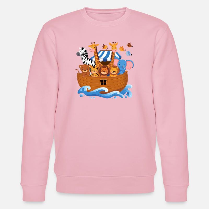 Noahs ark Dyr til børn Sød giraf elefant - Stanley/Stella økologisk unisex-sweatshirt CHANGER  - lys rosa