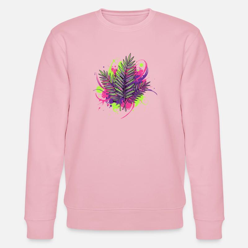 Neon Tropenblatt mit Farbspritzern - Stanley/Stella Unisex Bio-Sweatshirt CHANGER  - Hellrosa