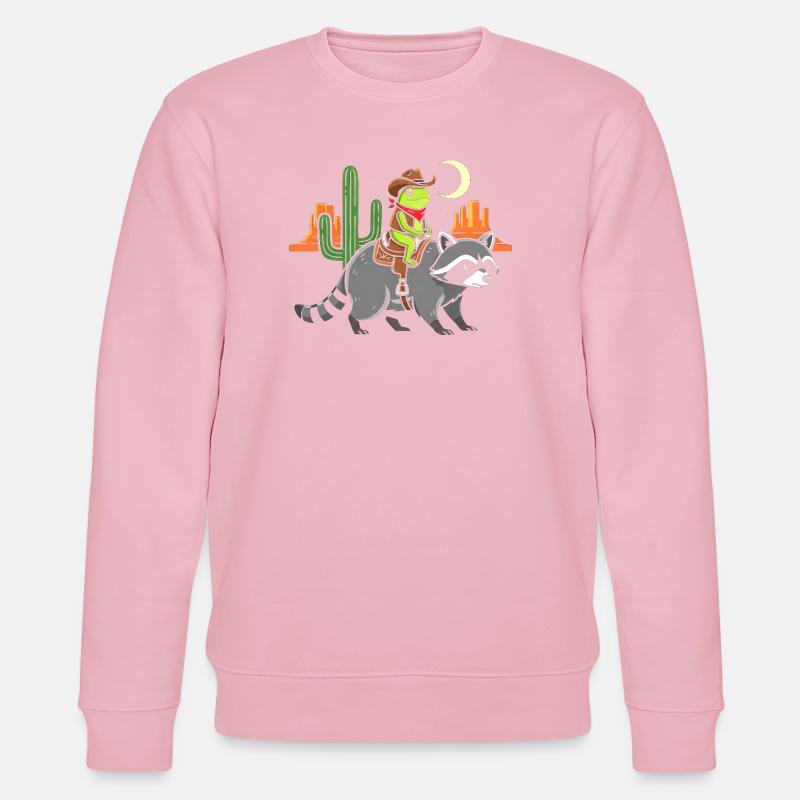 Frosch-Cowboy auf Waschbär - Stanley/Stella Unisex Bio-Sweatshirt CHANGER - Hellrosa