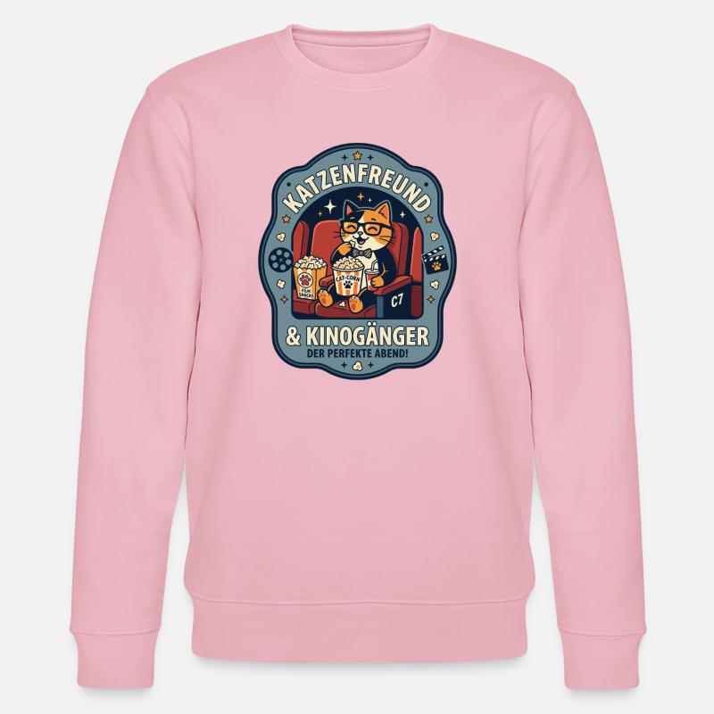Katzenfreund Kino Abend Humor - Stanley/Stella Unisex Bio-Sweatshirt CHANGER  - Hellrosa