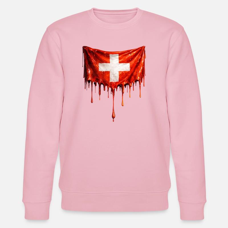 Drapeau suisse dégoulinant - Sweat bio CHANGER Stanley/Stella Unisexe - rose pâle