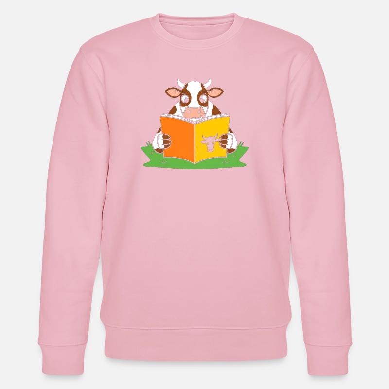 Lese-Kuh im Farbband - Stanley/Stella Unisex Bio-Sweatshirt CHANGER  - Hellrosa