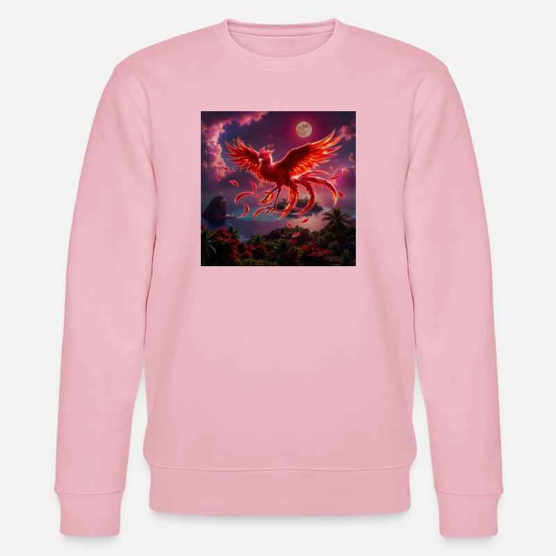 Crimson Phoenix über tropischen Inseln - Stanley/Stella Unisex Bio-Sweatshirt CHANGER  - Hellrosa