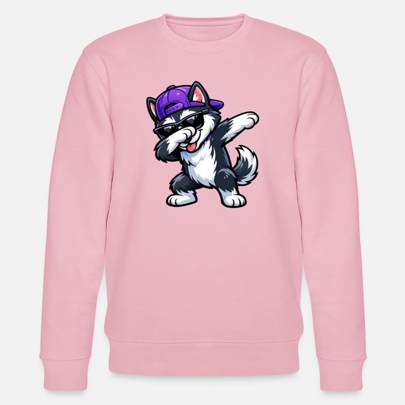 Dabbing Husky - Stanley/Stella Unisex Bio-Sweatshirt CHANGER  - Hellrosa