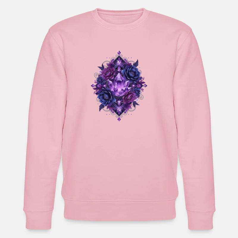 Mandala des Fleurs de Cristal Violet - Sweat bio CHANGER Stanley/Stella Unisexe - rose pâle