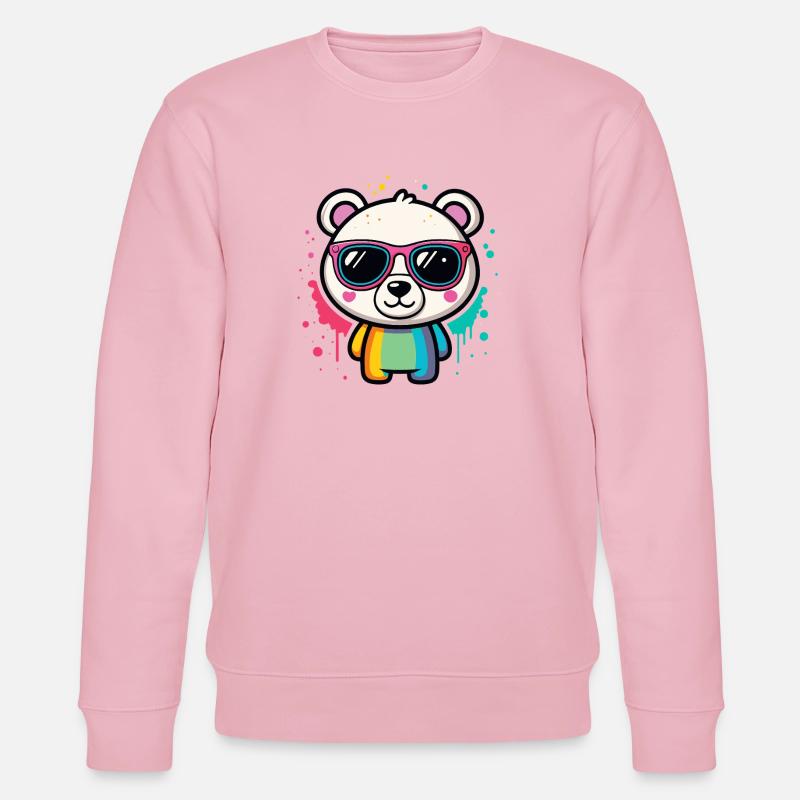 Rainbow Panda Glasses - Stanley/Stella CHANGER Unisex Organic Sweatshirt - cotton pink