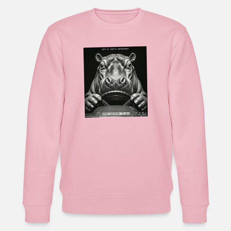 Nilpferd Radar Kontrolle Blitzer - Stanley/Stella Unisex Bio-Sweatshirt CHANGER  - Hellrosa