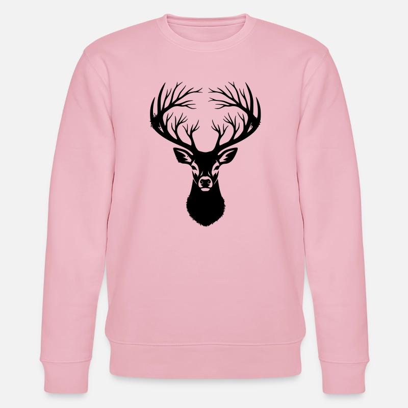 Hirschkopf Geweih Silhouette - Stanley/Stella Unisex Bio-Sweatshirt CHANGER  - Hellrosa