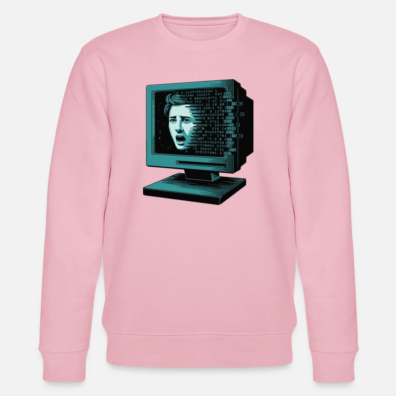 Retro-Computer Schrecken-  Retroglitch KI - Stanley/Stella Unisex Bio-Sweatshirt CHANGER  - Hellrosa