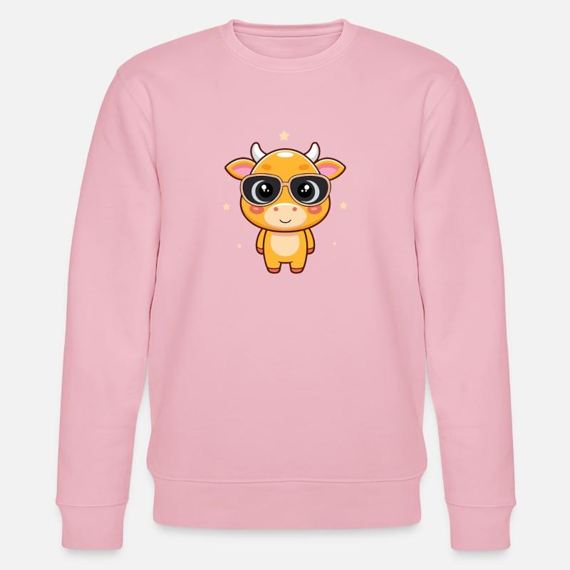 Vache chic avec lunettes noires - Sweat bio CHANGER Stanley/Stella Unisexe - rose pâle