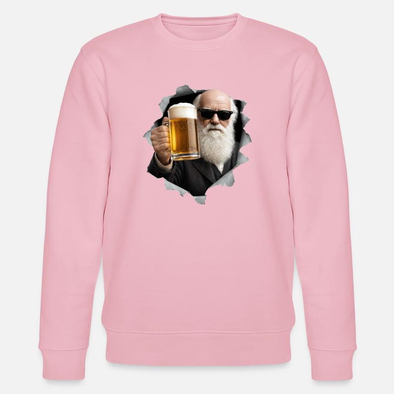 Charles Darwin hält ein Bier - Stanley/Stella Unisex Bio-Sweatshirt CHANGER  - Hellrosa