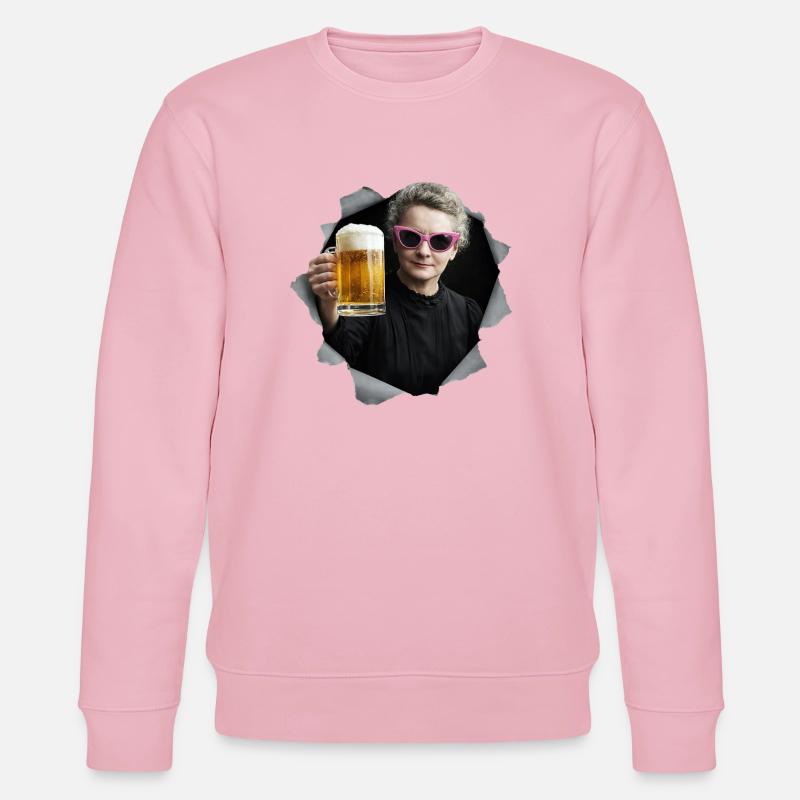 Marie Curie hält ein Bier - Stanley/Stella Unisex Bio-Sweatshirt CHANGER  - Hellrosa