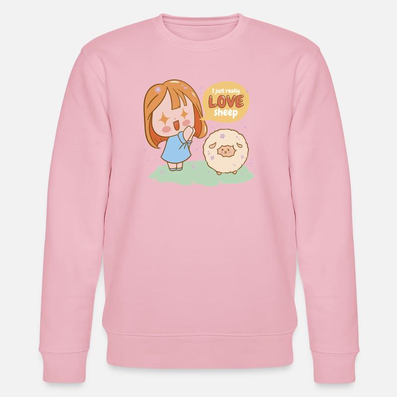 Ich liebe Schafe Cartoon-Mädchen - Stanley/Stella Unisex Bio-Sweatshirt CHANGER - Hellrosa