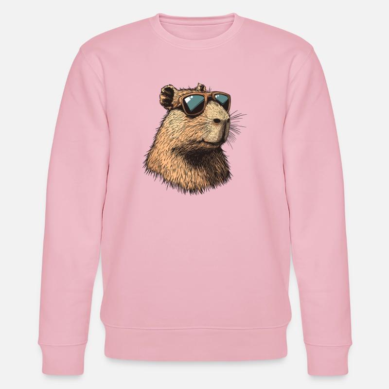 Capybara mit Sonnenbrille - Stanley/Stella Unisex Bio-Sweatshirt CHANGER  - Hellrosa