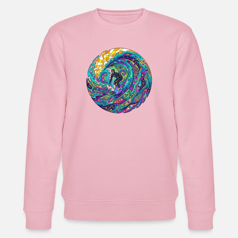 Psychedelic Surf Wave - Stanley/Stella CHANGER Unisex Organic Sweatshirt - cotton pink