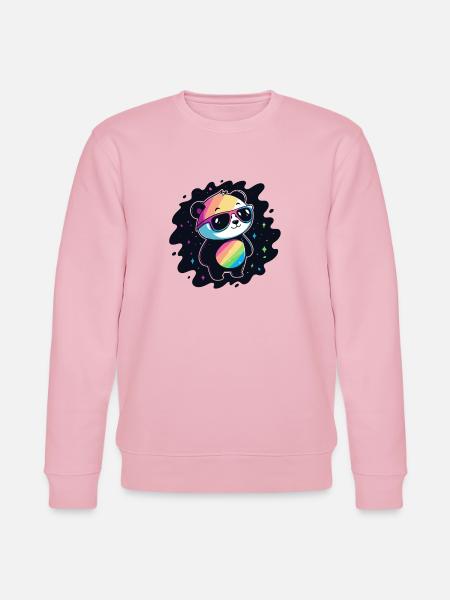 Panda Rainbow Galaxy Cool Glasses - Stanley/Stella CHANGER Unisex Organic Sweatshirt - cotton pink