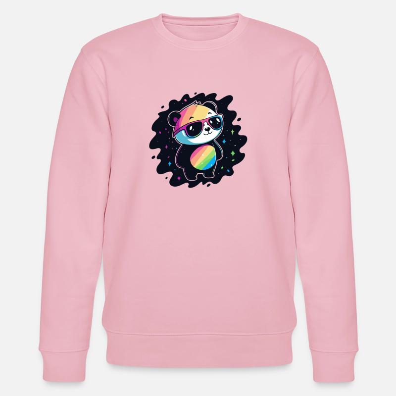 Panda Rainbow Galaxy Cool Glasses - Stanley/Stella CHANGER Unisex Organic Sweatshirt - cotton pink