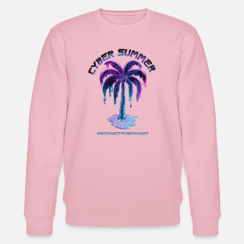 Cyber-Sommer-Palmenschmelzen - Stanley/Stella Unisex Bio-Sweatshirt CHANGER  - Hellrosa