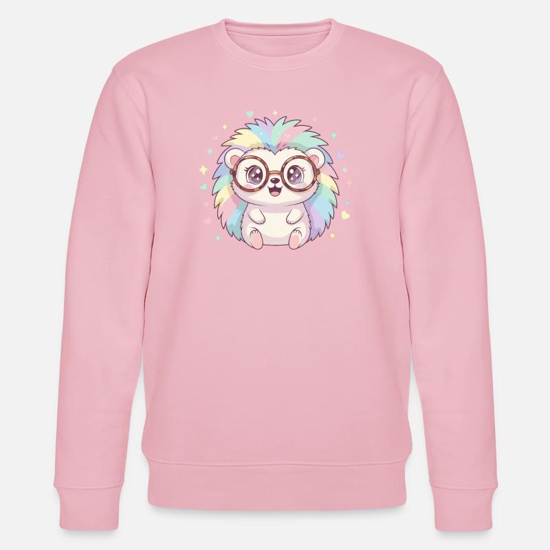 Regenbogen-Igel mit Brillen - Stanley/Stella Unisex Bio-Sweatshirt CHANGER  - Hellrosa