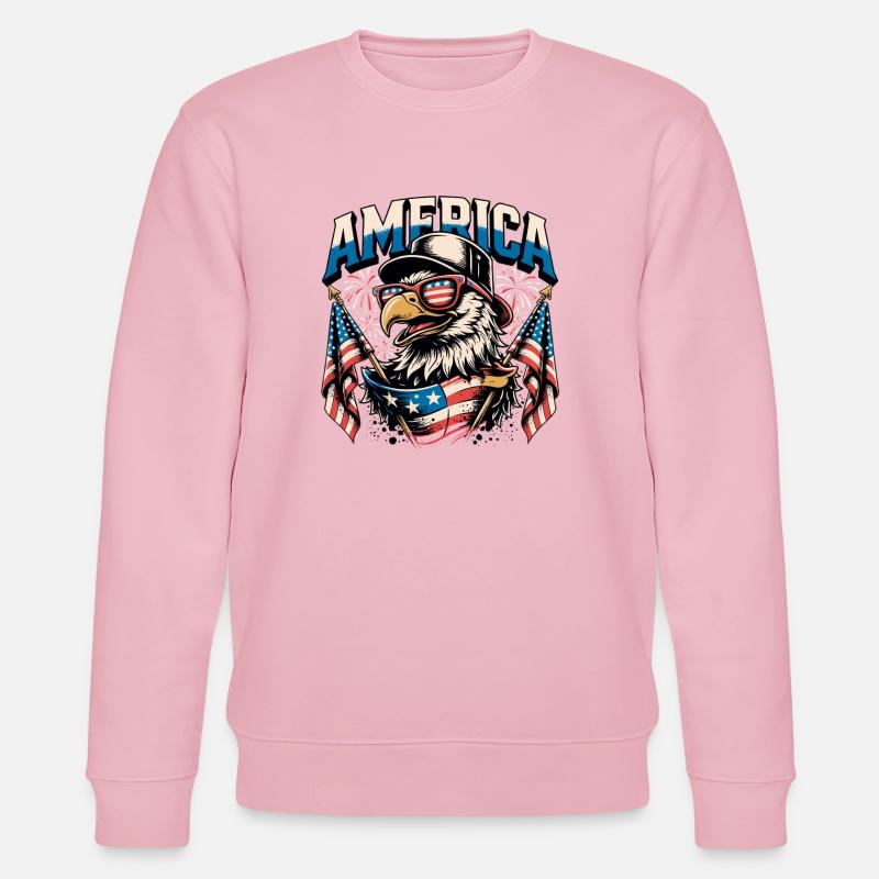 Patriotic Eagle with Flags - Stanley/Stella CHANGER Unisex Organic Sweatshirt - cotton pink