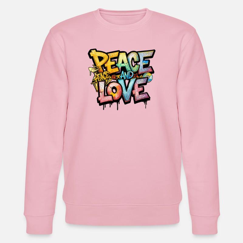 Peace and Love Graffiti - Stanley/Stella Unisex Bio-Sweatshirt CHANGER  - Hellrosa