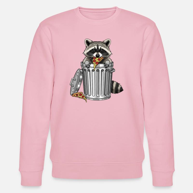 Waschbär-Pizza-Dash - Stanley/Stella Unisex Bio-Sweatshirt CHANGER  - Hellrosa