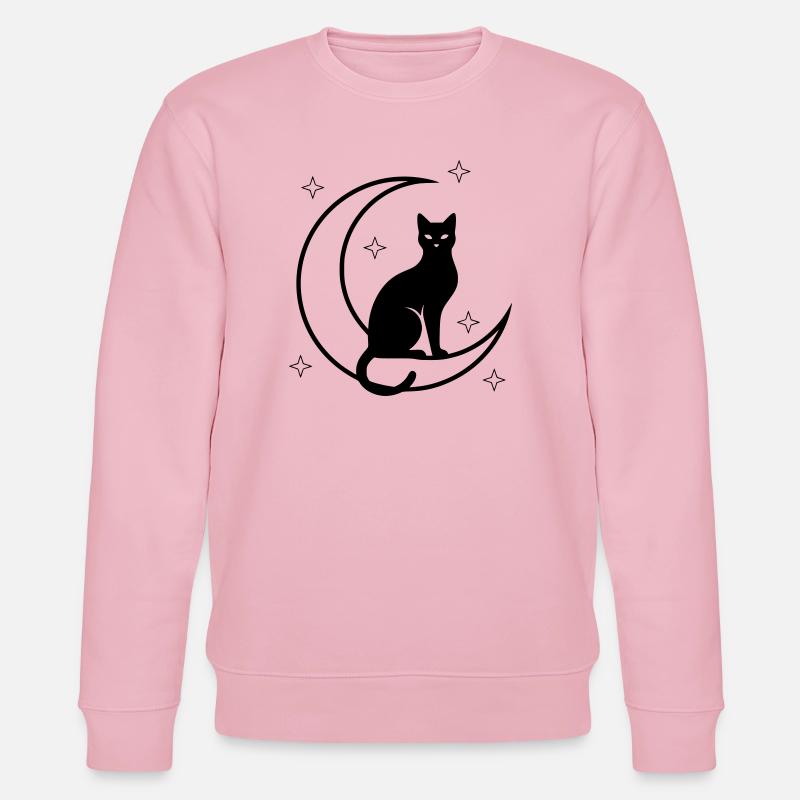Katze Mond Sterne Silhouette - Stanley/Stella Unisex Bio-Sweatshirt CHANGER  - Hellrosa
