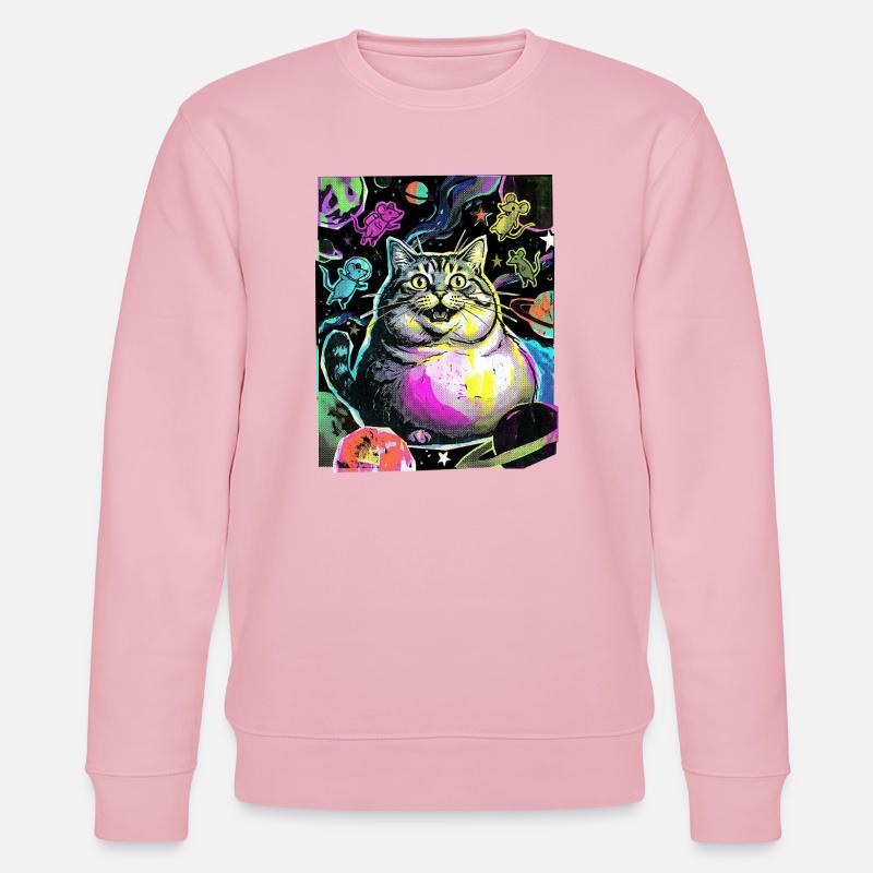 Dicke Weltraum Katze - Stanley/Stella Unisex Bio-Sweatshirt CHANGER  - Hellrosa