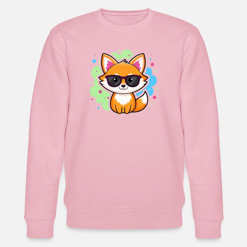 Fox Pop Glasses - Stanley/Stella CHANGER Unisex Organic Sweatshirt - cotton pink