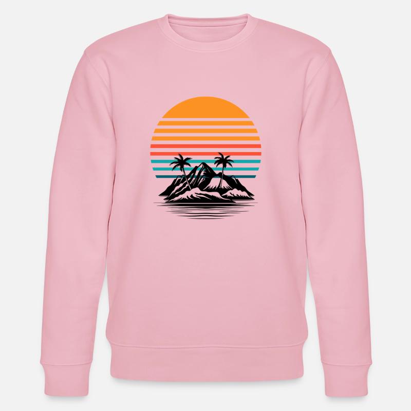 Retro Sonnenpalmenhorizont - Stanley/Stella Unisex Bio-Sweatshirt CHANGER  - Hellrosa