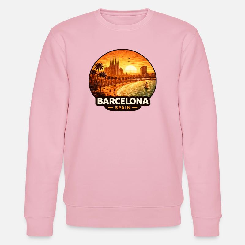 Barcelona Spanien Sunset Skyline - Stanley/Stella Unisex Bio-Sweatshirt CHANGER  - Hellrosa