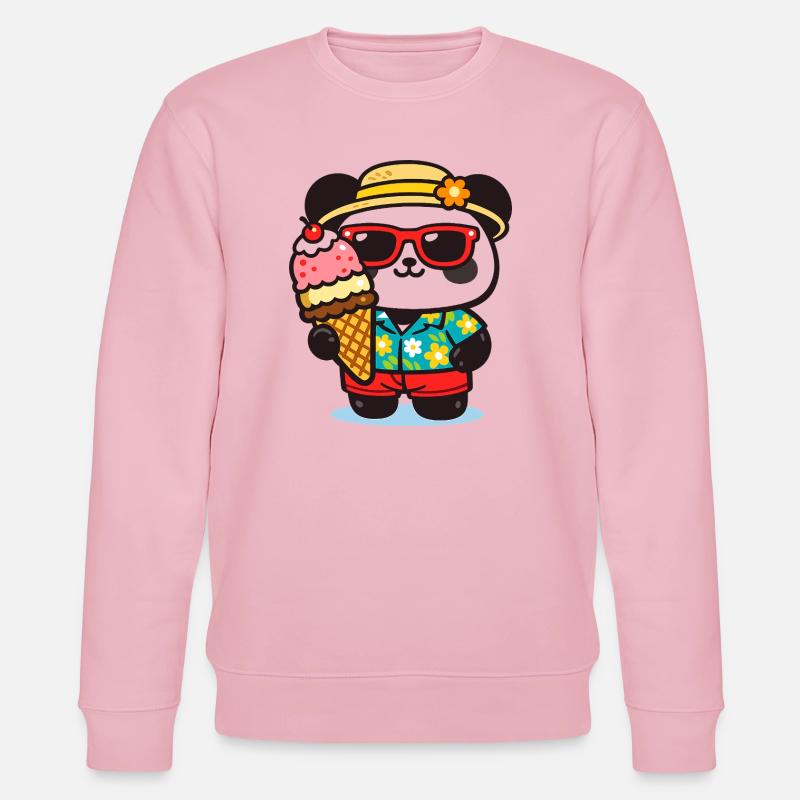 Panda Surf mit Eis - Stanley/Stella Unisex Bio-Sweatshirt CHANGER  - Hellrosa