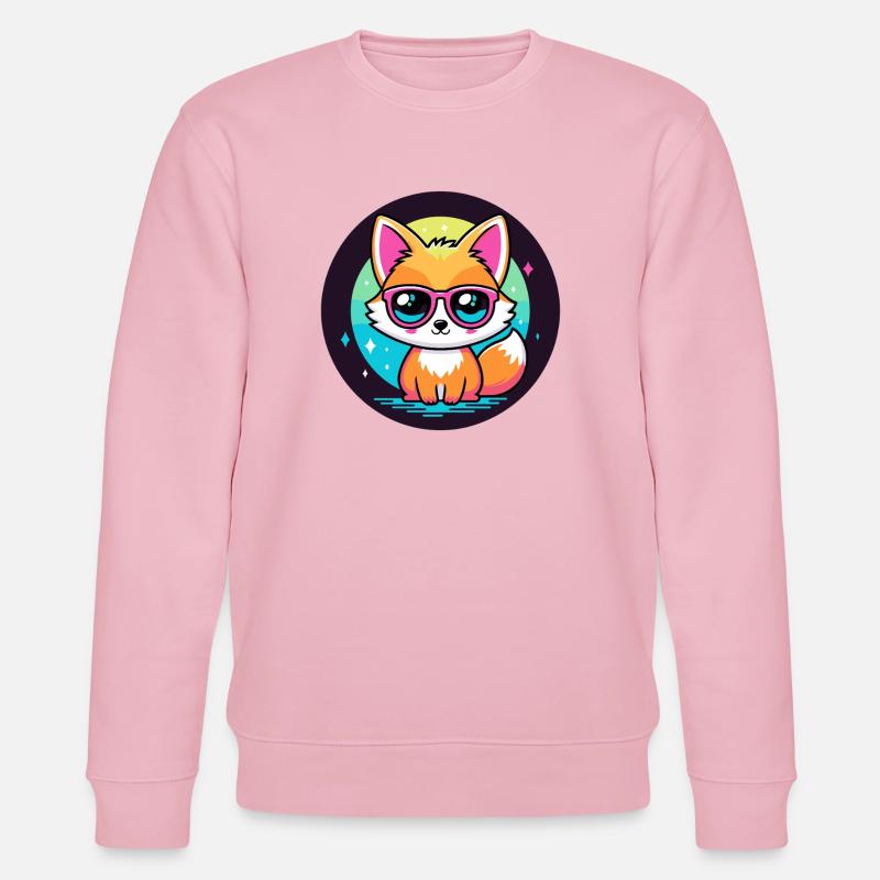 Fox Kawaii Pop Pink Brille - Stanley/Stella Unisex Bio-Sweatshirt CHANGER  - Hellrosa