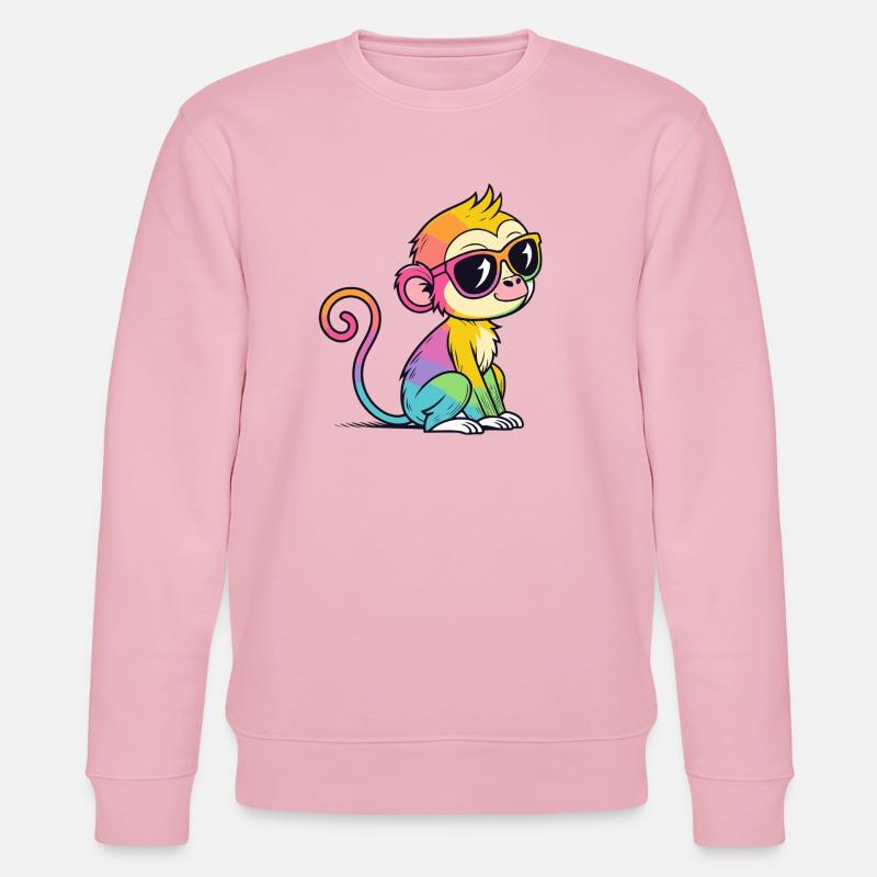 Rainbow Monkey Chic Brille - Stanley/Stella Unisex Bio-Sweatshirt CHANGER  - Hellrosa