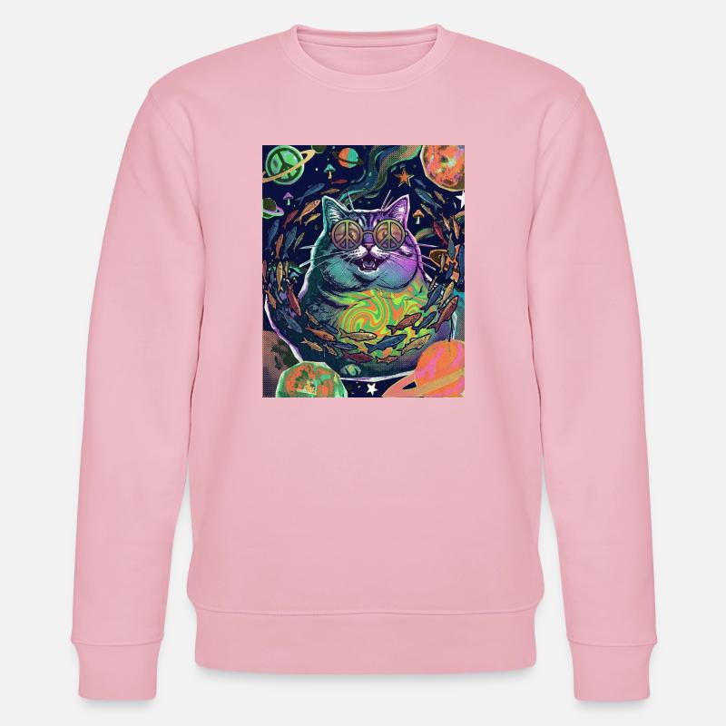 Katze Hippie Weltraum - Stanley/Stella Unisex Bio-Sweatshirt CHANGER  - Hellrosa