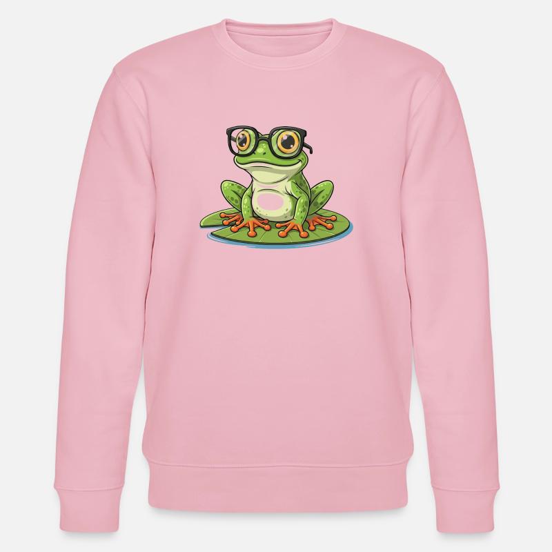 Smart Frog – lustiges Design mit Lunett - Stanley/Stella Unisex Bio-Sweatshirt CHANGER  - Hellrosa