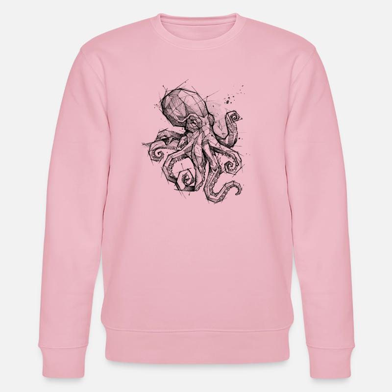 Octopus Geometric - Conception moderne de croquis - Sweat bio CHANGER Stanley/Stella Unisexe - rose pâle
