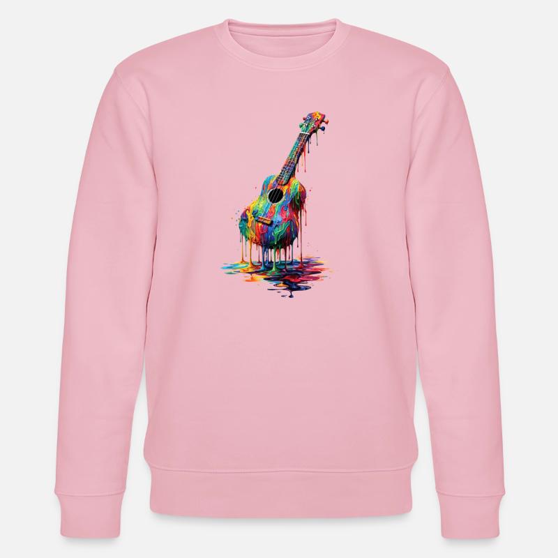 Ukulele with dripping paint - Stanley/Stella CHANGER Unisex Organic Sweatshirt - cotton pink