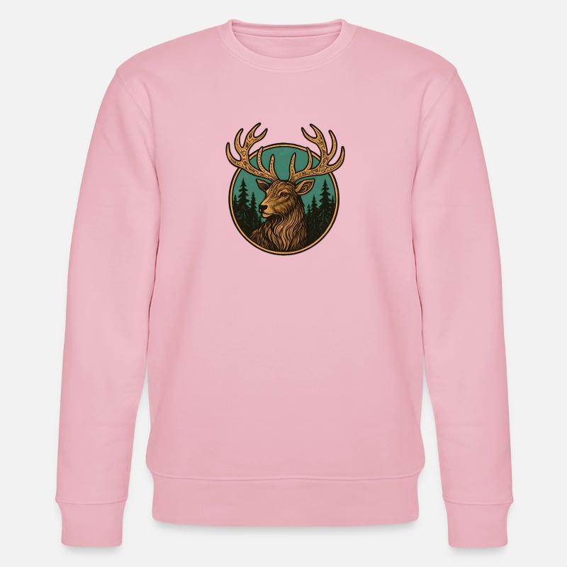 Deer in the Forest Emblem - Stanley/Stella CHANGER Unisex Organic Sweatshirt - cotton pink