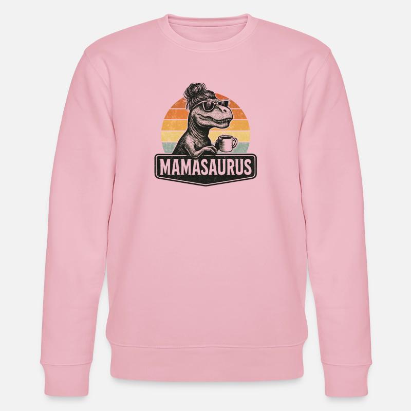 Mamasaurus Mom Mom Gift Idea Humor Funny - Stanley/Stella CHANGER Unisex Organic Sweatshirt - cotton pink