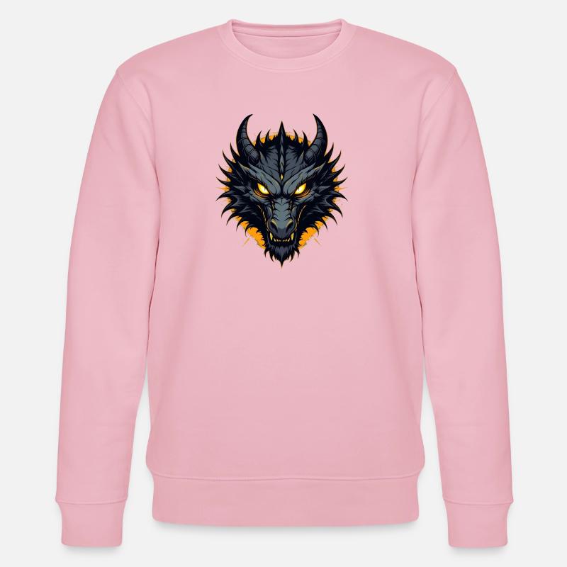 Schwarzer Drache Drachenkopf - Stanley/Stella Unisex Bio-Sweatshirt CHANGER  - Hellrosa